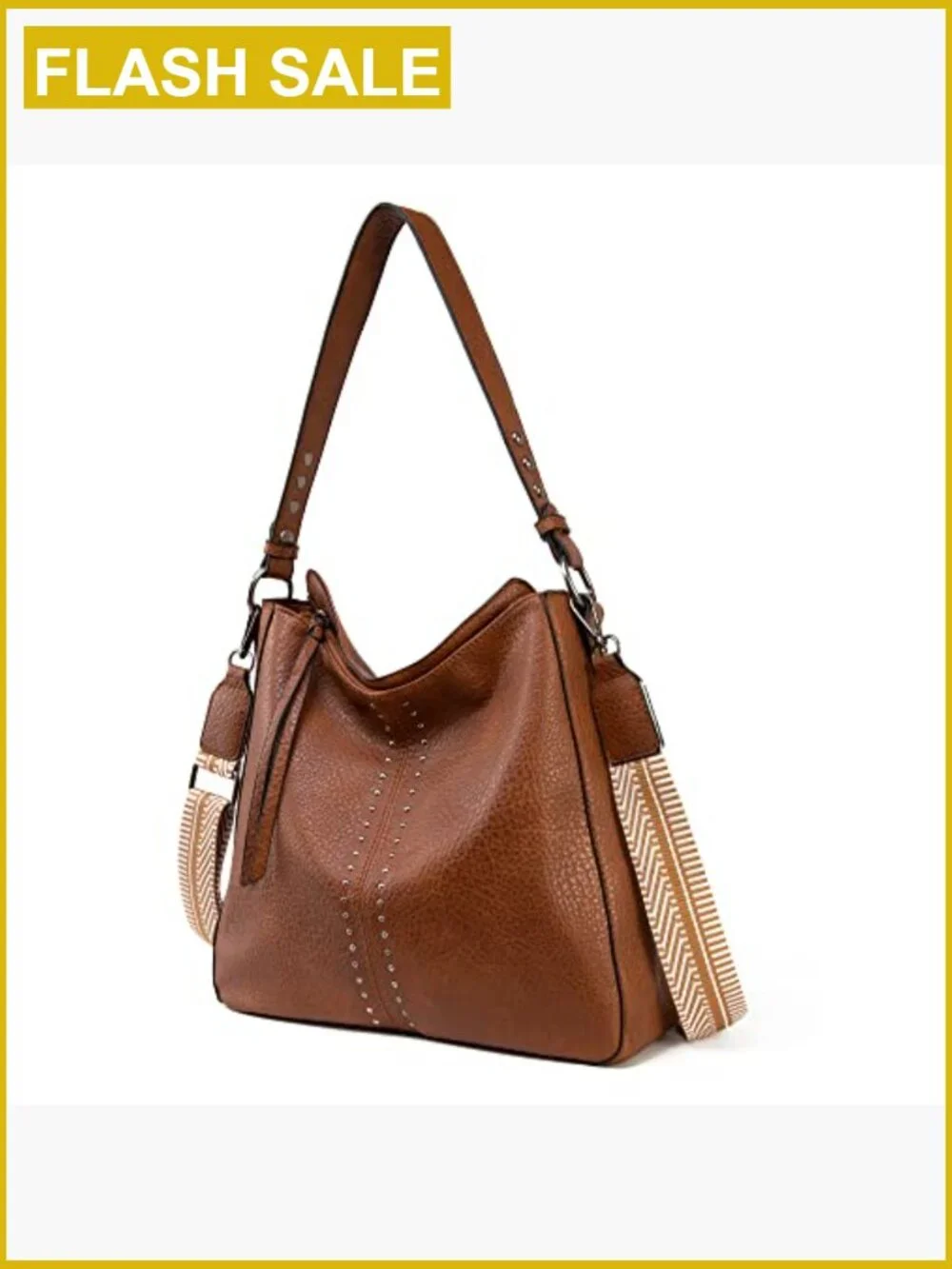 Vegan Leather Hobo Bag with Guitar Strap - Large Capacity Top Handle Satchel